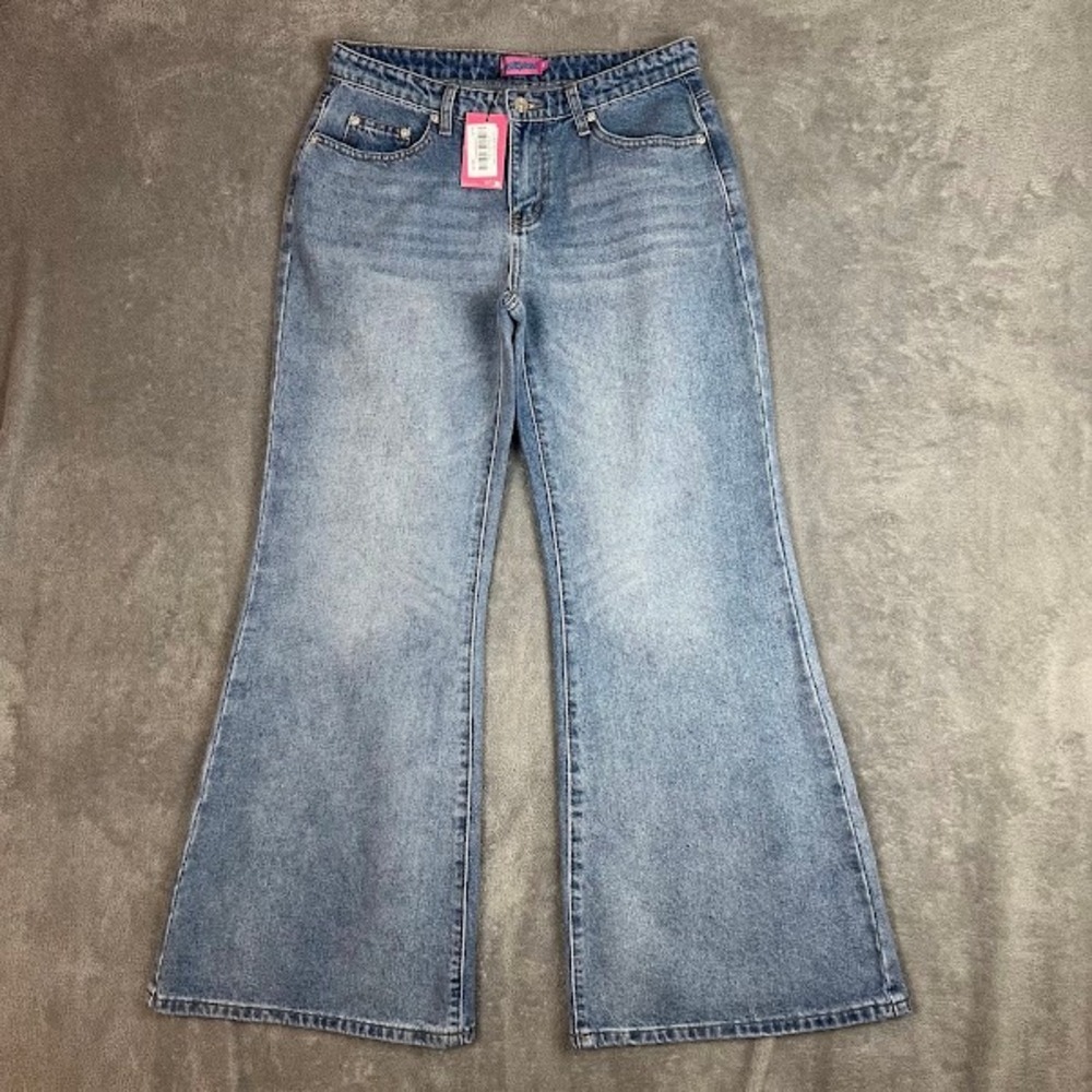 NWT Edikted Low Rise Wide Leg Jeans Womens M Stretch Denim Light Wash Y2K Style